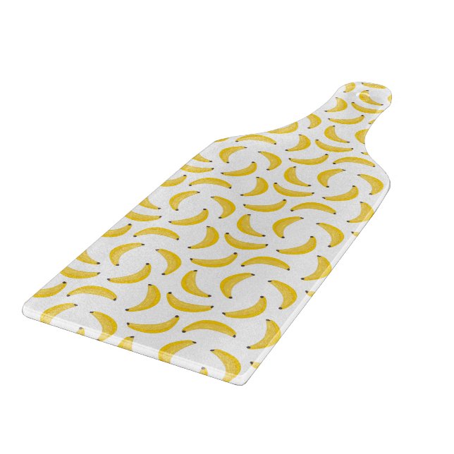 Yellow Banana Illustration Fun Fruit Pattern Schneidebrett (Ecke)