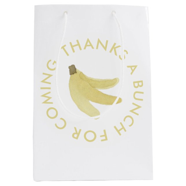 Yellow Banana Party "Danke a Bunch" Gefallen-Tasch Mittlere Geschenktüte (Vorderseite)