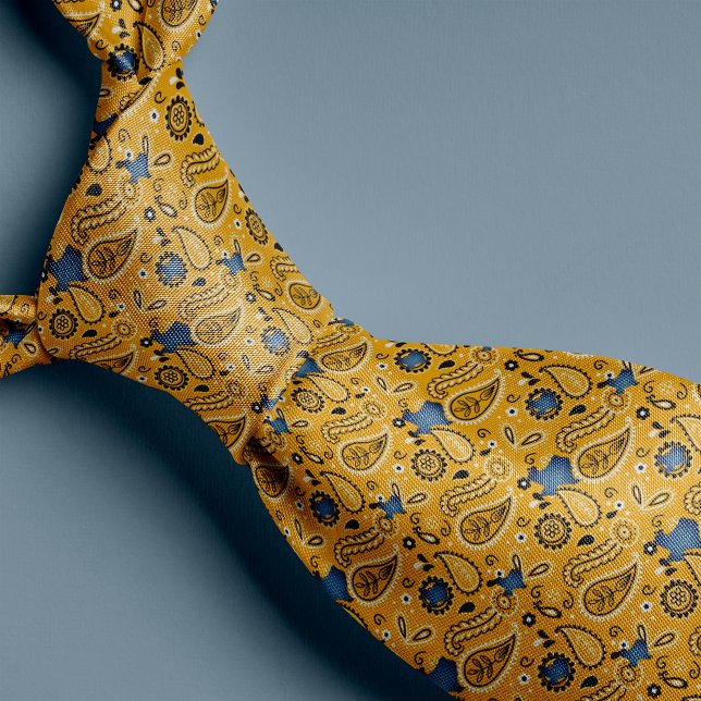 Yellow Bandana und Denim Texas Neck Tie Krawatte (Von Creator hochgeladen)