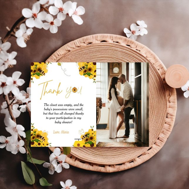 Yellow Bee Baby Dusche Thema danke Karte (Von Creator hochgeladen)