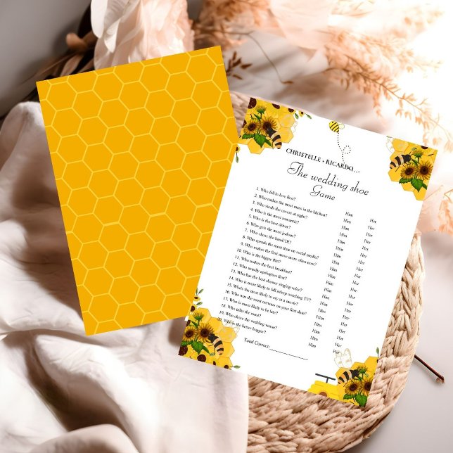 Yellow Bee Wedding Party Card Ankündigung (Von Creator hochgeladen)