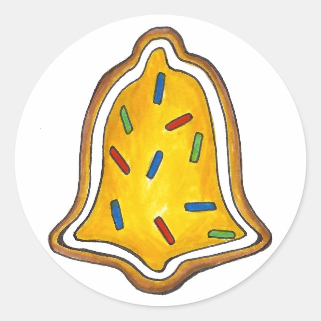 Yellow Bell Sugar Cookie Sprinkles Weihnachten Wei Runder Aufkleber (Vorderseite)