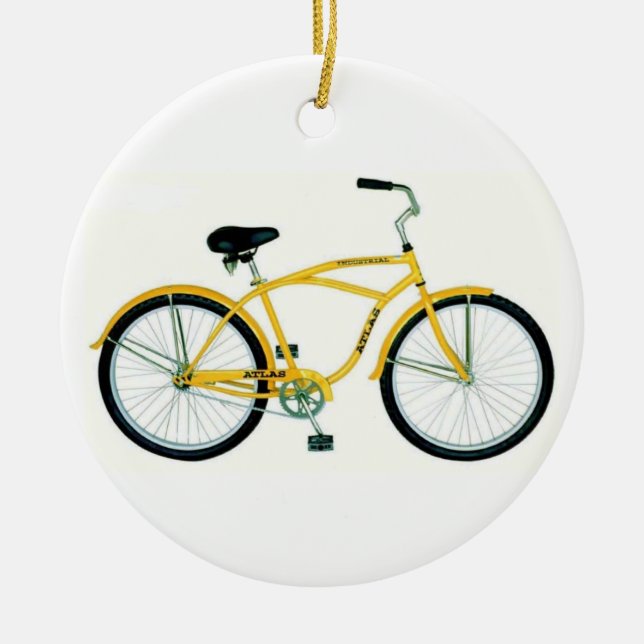 YELLOW BICYCLE CHRISTMAS ORNANAMENS KERAMIK ORNAMENT (Vorne)