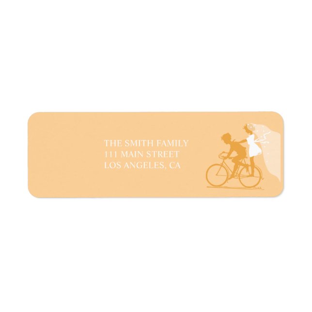Yellow Bicycle Couple Wedding Return Label (Vorne)