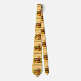 Yellow Big Hamburger Neck Tie Krawatte