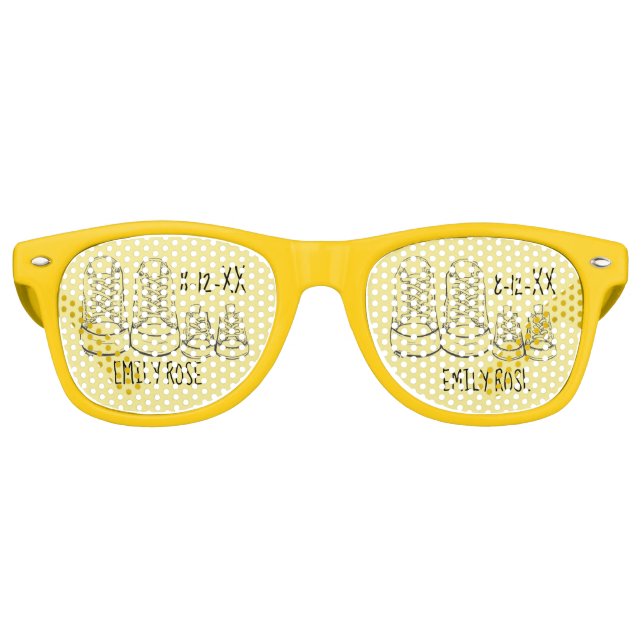 Yellow Big Little Shoes New Baby Dusche Gefallen Partybrille (Vorderseite)