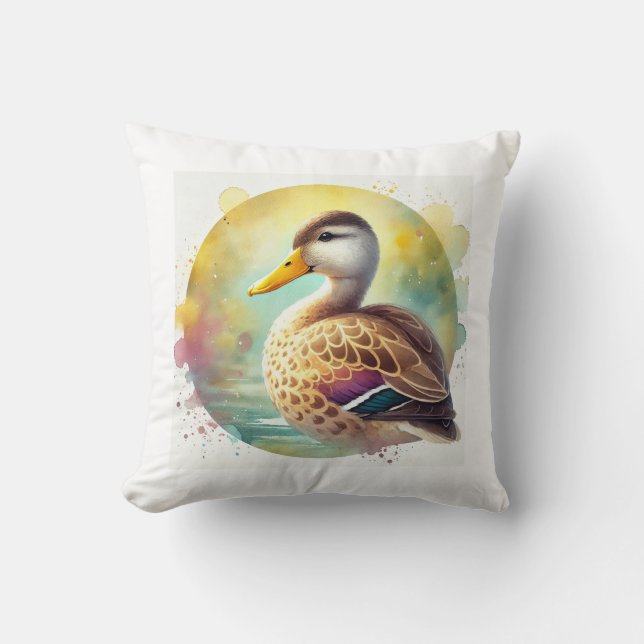 Yellow Billed Duck 180724AREF102 - Watercolor Kissen (Vorderseite)