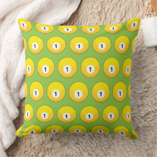 Yellow Billiard Ball Nummer 1 Muster Kissen