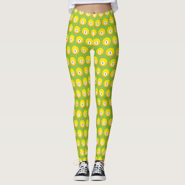 Yellow Billiard Ball Nummer 1 Muster Leggings (Vorderseite)