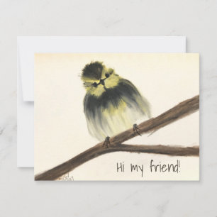 Yellow Bird auf Zweigstellkarte "Hallo mein Freund Dankeskarte
