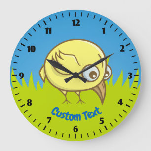 Yellow Bird-Cartoon Große Wanduhr
