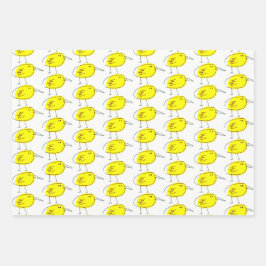 Yellow Birds Wrapping Paper Flat Sheet Set of 3 Geschenkpapier Set