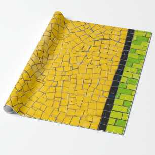 Yellow, black, and green brick wall planning geschenkpapier