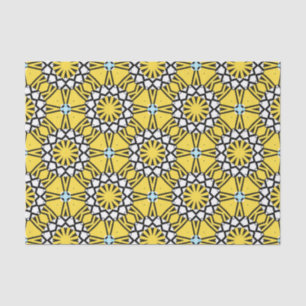 Yellow Black and White Marokkanisches Mosaikmuster Seidenpapier