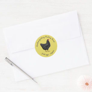 Yellow Black Chicken Monogram Farm Runder Aufkleber