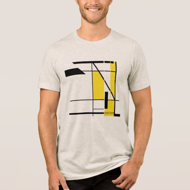 Yellow Black Contemporary Art Geometric Mosaic Tri-Blend Shirt (Vorderseite)