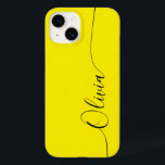 Yellow Black Elegant Calligraphy Script Name Case-Mate iPhone 14 Hülle<br><div class="desc">Yellow Black Elegant Calligraphy Script Custom Personalisiert Name iPhone 14 Smart Phone Cases zeichnen sich durch ein modernes und trendiges,  einfaches und stilvolles Design aus,  mit Ihrem personalisierten Namen in eleganter handgeschriebener Schrift Typografie auf gelbem Hintergrund. Entworfen von ©Evco Studio www.zazzle.com/store/evcostudio</div>
