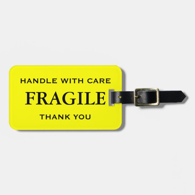 Yellow Black Fragile Handle mit Vorsicht Vielen Da Gepäckanhänger (Vorderseite horizontal)