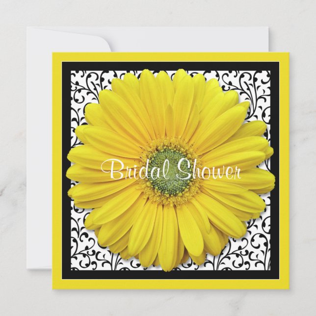 Yellow Black Gerber Daisy Bridal Dusche Einladung (Vorderseite)