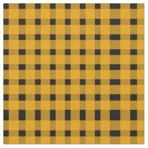 Yellow Black Gingham Pattern Stoff
