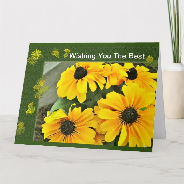 Yellow Black Mit Augen Susan Blooms Karte (Vorderseite)