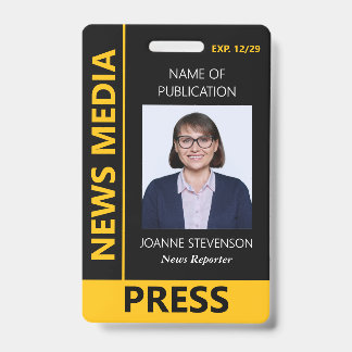 Yellow Black News Media Press Photo Ausweis