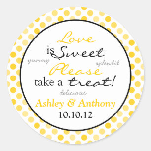 Yellow Black Polka Dot Candy Buffet Stickers