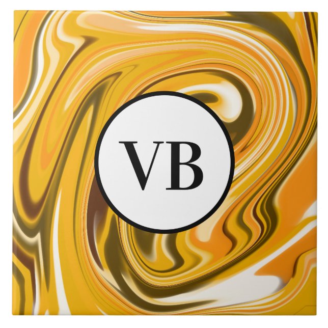 Yellow Black Pour Marmor Pour Marmor hinzufügen Na Fliese (Vorderseite)