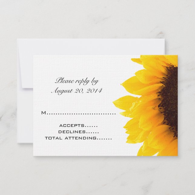 Yellow Black Sunflower Wedding RSVP Cards (Vorderseite)