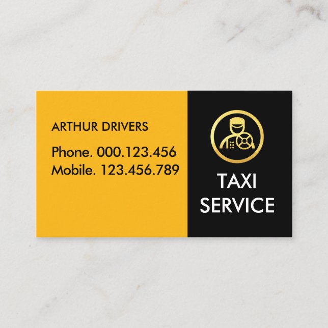 Yellow Black Taxi Driving Layers Visitenkarte (Vorderseite)