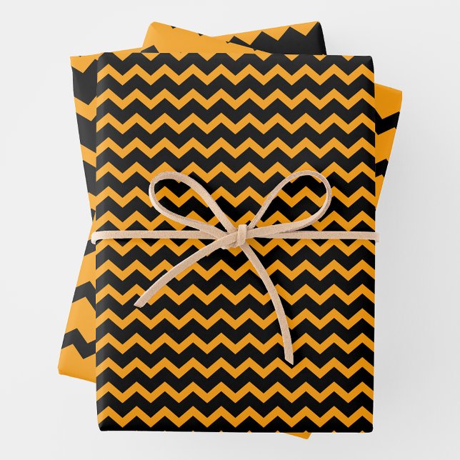 Yellow & Black Zigzag Chevron Playful & Bold Geschenkpapier Set (Yellow & Black Zigzag Chevron Playful & Bold Wrapping Paper Sheets)