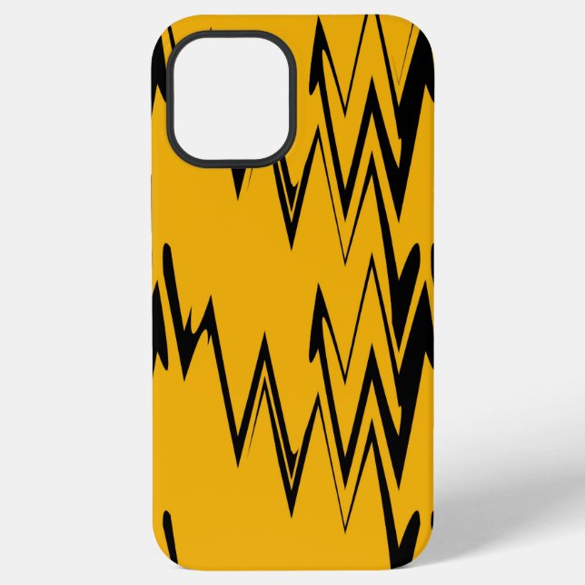 Yellow Black Zigzag Muster iPhone 12 Pro Max Hülle (Rückseite)