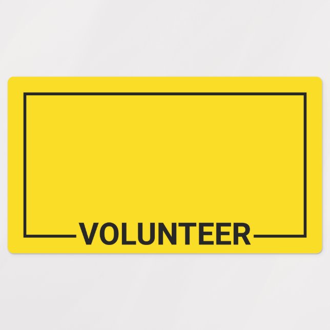 Yellow Blank Volunteer Etiketten (Design 1)
