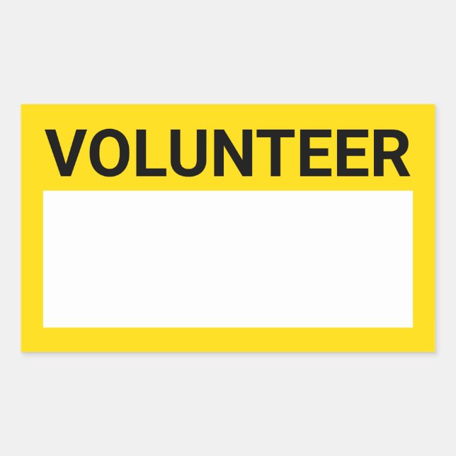 Yellow Blank Volunteer Rechteckiger Aufkleber (Vorderseite)