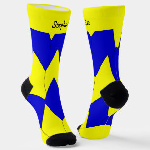 Yellow Blue Art Deco Design Socken