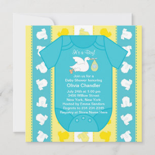 Yellow Blue Baby Boy Shower Einladungen