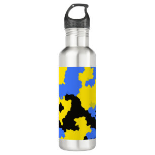 Yellow Blue Black Abstract Design Edelstahlflasche