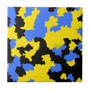 Yellow Blue Black Abstract Design Fliese