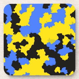 Yellow Blue Black Abstract Design Getränkeuntersetzer