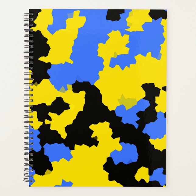 Yellow Blue Black Abstract Design Planer (Vorderseite)