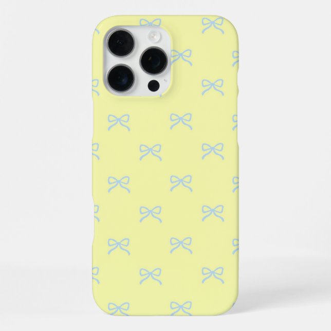 Yellow Blue Bow Pattern Coquette Girly Spring iPhone 16 Pro Max Hülle (Rückseite)