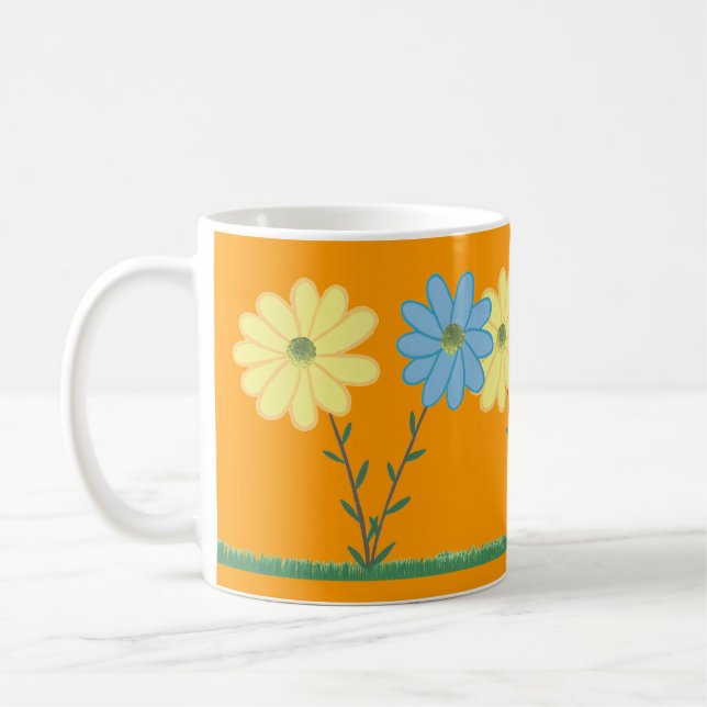 Yellow & Blue Daisy Flowers Custom Mugs (Gauche)