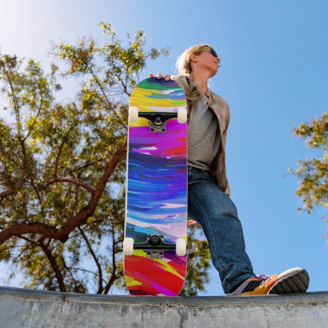 Yellow Blue Fingerpainting Skateboard (Außenbereich 1)