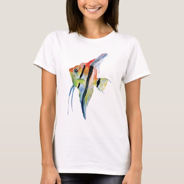 Yellow Blue Fish Lady T - Shirt (Vorderseite)