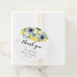 Yellow blue floral lemon Brautparty danke Geschenkanhänger