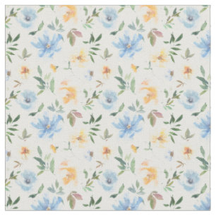 Yellow Blue Floral Muster Baumwollstoff Stoff