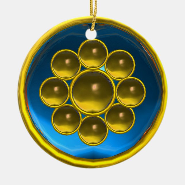 YELLOW BLUE GEMSTONE MON KERAMIK ORNAMENT (Vorne)