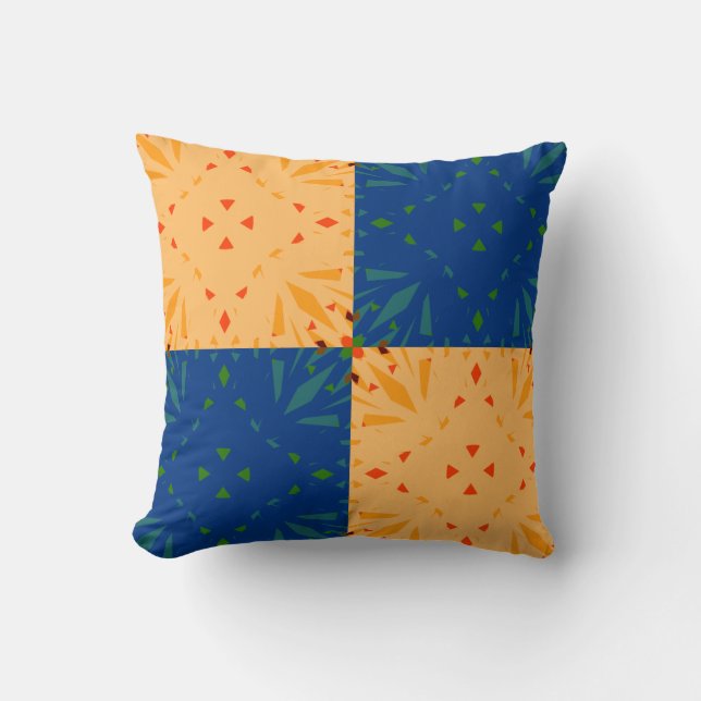 Yellow Blue Geometric Kinderzimmer Decor Patchwork Kissen (Vorderseite)