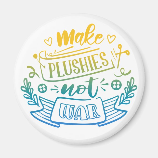 Yellow Blue Gradient Peace Zitat von Plush Makers Magnet (Vorne)