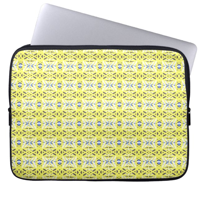 Yellow Blue Gray White Geometric Deko Pattern Laptopschutzhülle (Vorderseite)